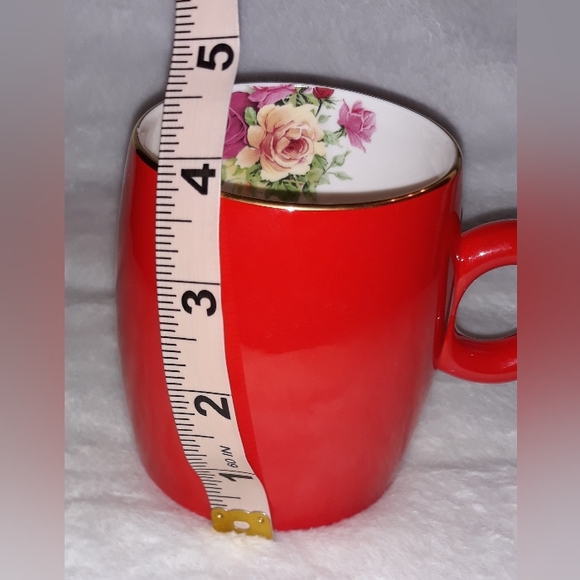 Rare Vintage Yong Feng Yuan Auratic Chinese Porcelain Bone China Red & Roses Cup - Picture 8 of 9